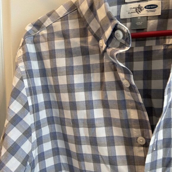 Old Navy Shirt Mens Size Medium Grey/White Check Collared Button Down - Picture 4 of 4